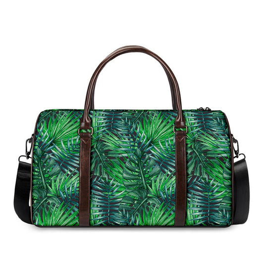 Watercolor Tropical Leaves Pattern Print Duffle Bag