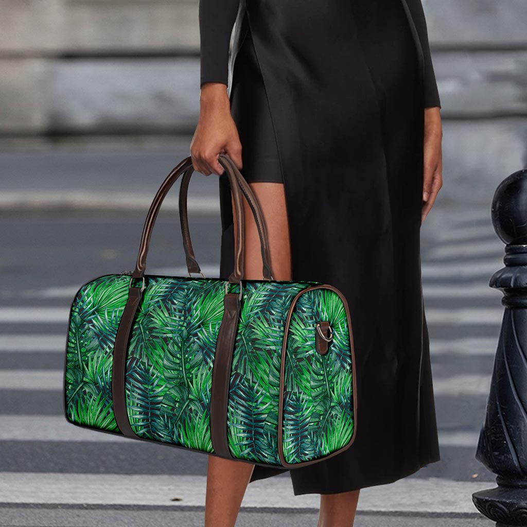 Watercolor Tropical Leaves Pattern Print Duffle Bag