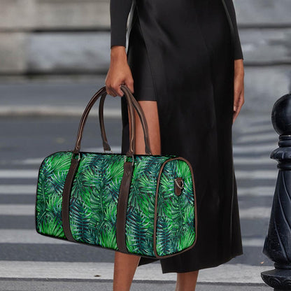 Watercolor Tropical Leaves Pattern Print Duffle Bag