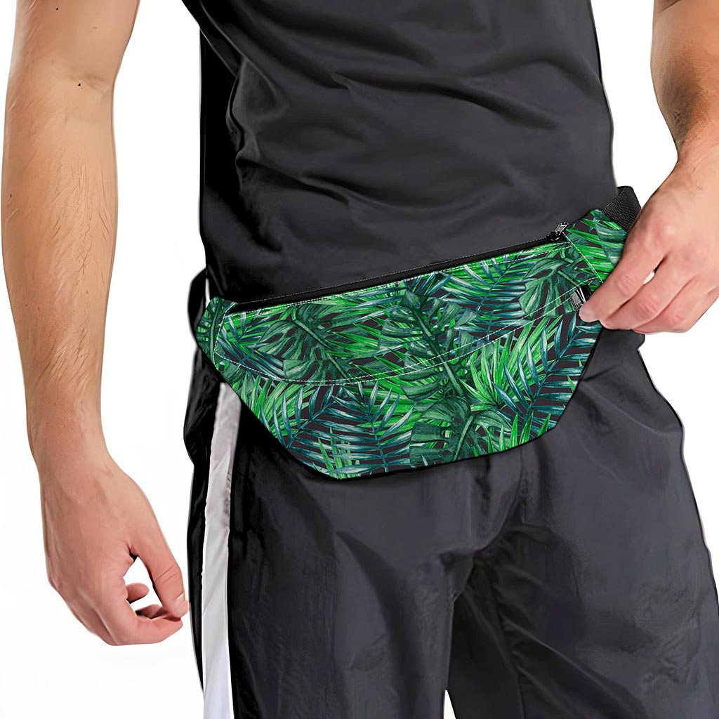 Watercolor Tropical Leaves Pattern Print Fanny Pack
