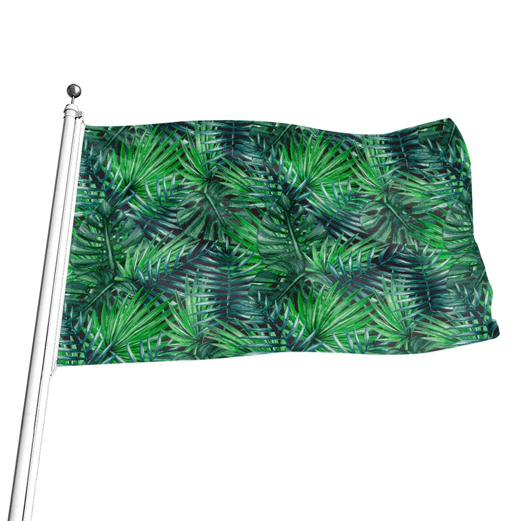 Watercolor Tropical Leaves Pattern Print Flag