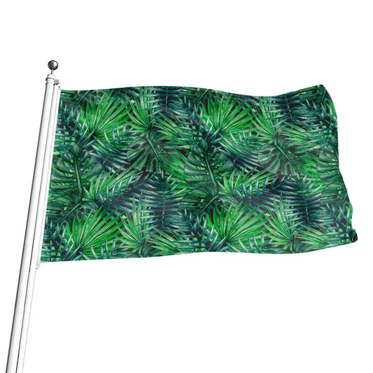 Watercolor Tropical Leaves Pattern Print Flag