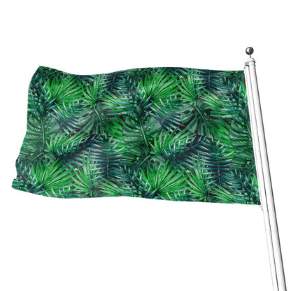 Watercolor Tropical Leaves Pattern Print Flag