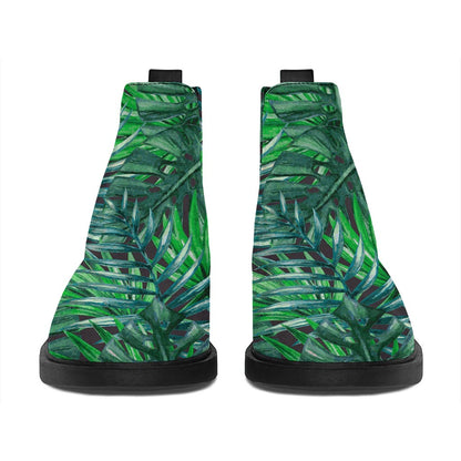 Watercolor Tropical Leaves Pattern Print Flat Ankle Boots