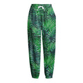 Watercolor Tropical Leaves Pattern Print Fleece Lined Knit Pants
