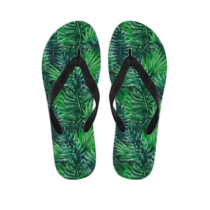 Watercolor Tropical Leaves Pattern Print Flip Flops