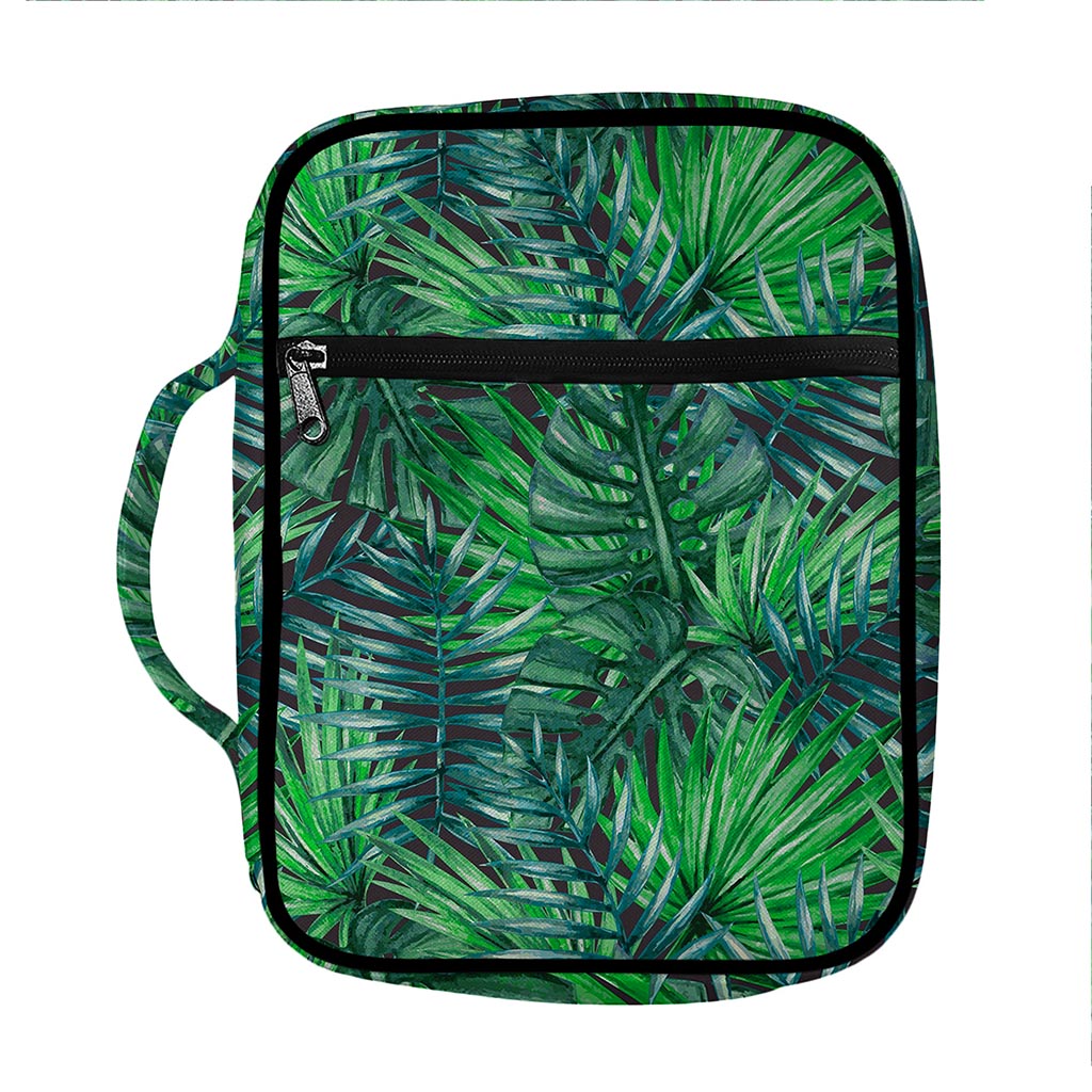 Watercolor Tropical Leaves Pattern Print Front Pocket Bible Bag