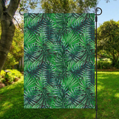 Watercolor Tropical Leaves Pattern Print Garden Flag