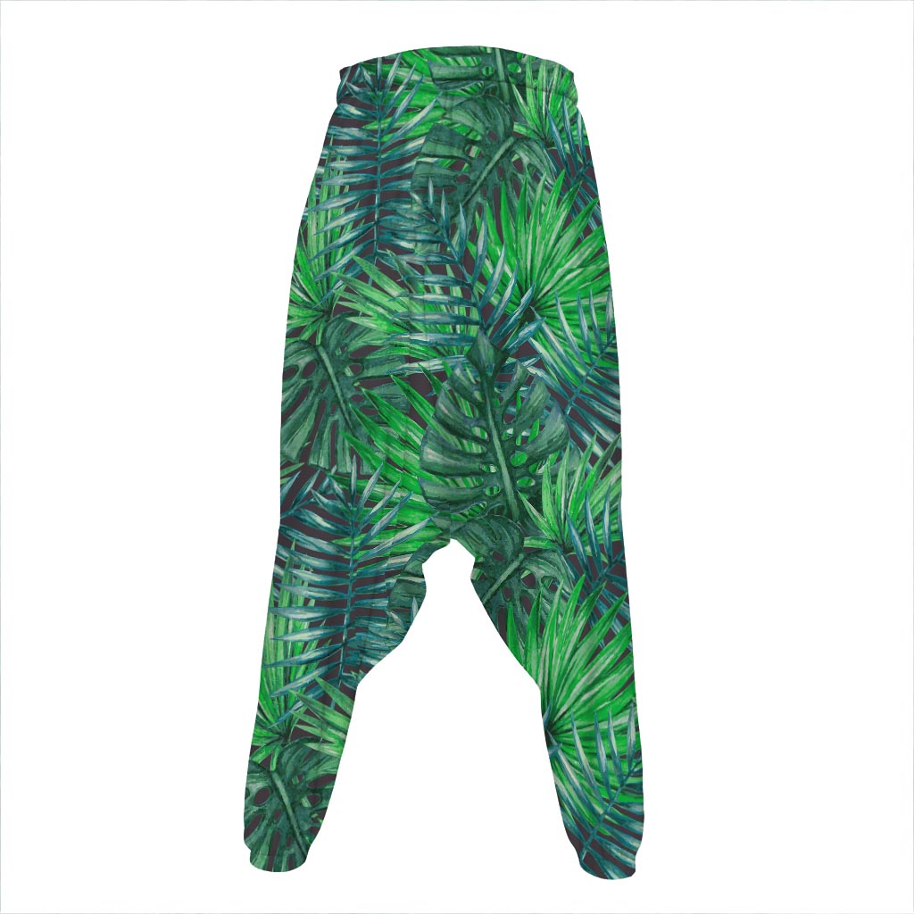 Watercolor Tropical Leaves Pattern Print Hammer Pants