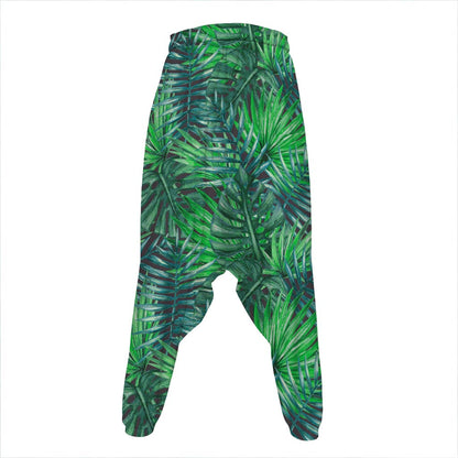 Watercolor Tropical Leaves Pattern Print Hammer Pants