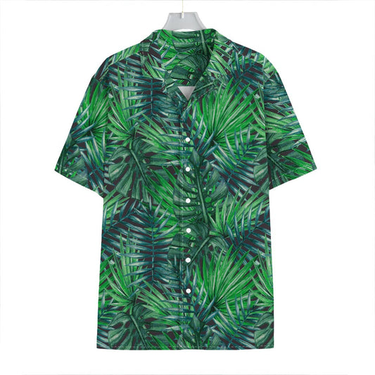 Watercolor Tropical Leaves Pattern Print Hawaiian Shirt