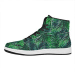Watercolor Tropical Leaves Pattern Print High Top Leather Sneakers