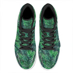 Watercolor Tropical Leaves Pattern Print High Top Leather Sneakers