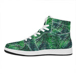 Watercolor Tropical Leaves Pattern Print High Top Leather Sneakers