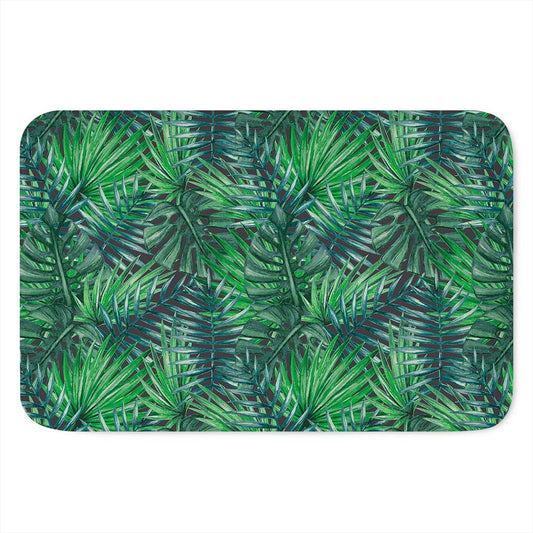 Watercolor Tropical Leaves Pattern Print Indoor Door Mat