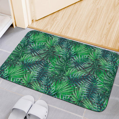 Watercolor Tropical Leaves Pattern Print Indoor Door Mat