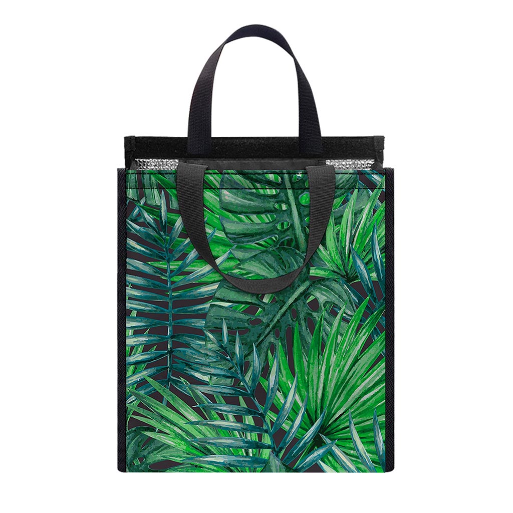 Watercolor Tropical Leaves Pattern Print Insulated Lunch Tote
