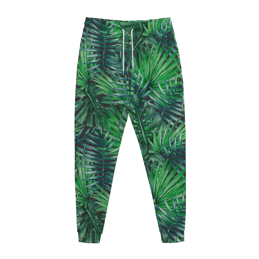 Watercolor Tropical Leaves Pattern Print Jogger Pants