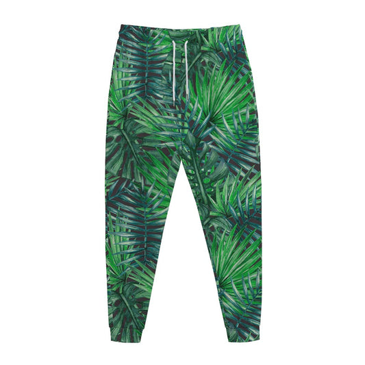 Watercolor Tropical Leaves Pattern Print Jogger Pants