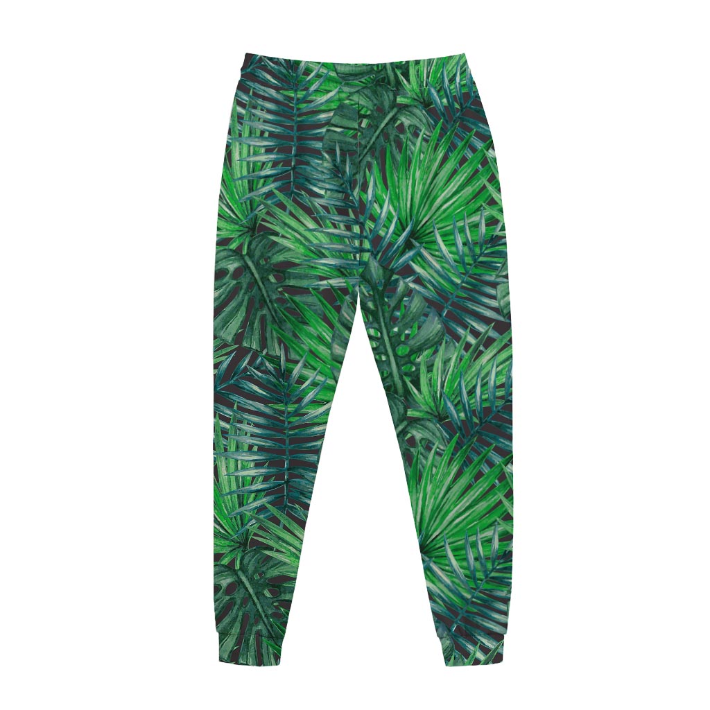 Watercolor Tropical Leaves Pattern Print Jogger Pants
