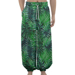 Watercolor Tropical Leaves Pattern Print Lantern Pants