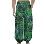 Watercolor Tropical Leaves Pattern Print Lantern Pants