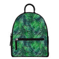 Watercolor Tropical Leaves Pattern Print Leather Backpack