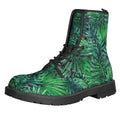 Watercolor Tropical Leaves Pattern Print Lace-Up Boots