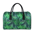 Watercolor Tropical Leaves Pattern Print Leather Duffel Bag