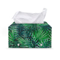 Watercolor Tropical Leaves Pattern Print Leather Tissue Box Cover