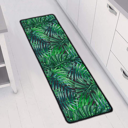 Watercolor Tropical Leaves Pattern Print Long Kitchen Mat