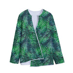 Watercolor Tropical Leaves Pattern Print Long Sleeve Short Coat