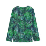 Watercolor Tropical Leaves Pattern Print Long Sleeve Short Coat