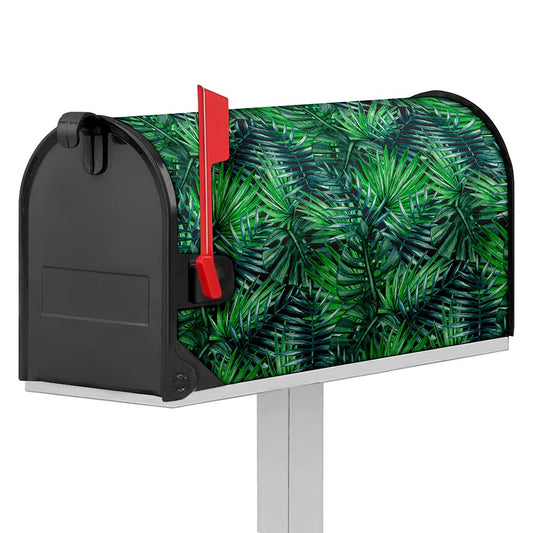Watercolor Tropical Leaves Pattern Print Mailbox Cover