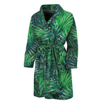 Watercolor Tropical Leaves Pattern Print Men's Bathrobe