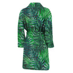 Watercolor Tropical Leaves Pattern Print Men's Bathrobe