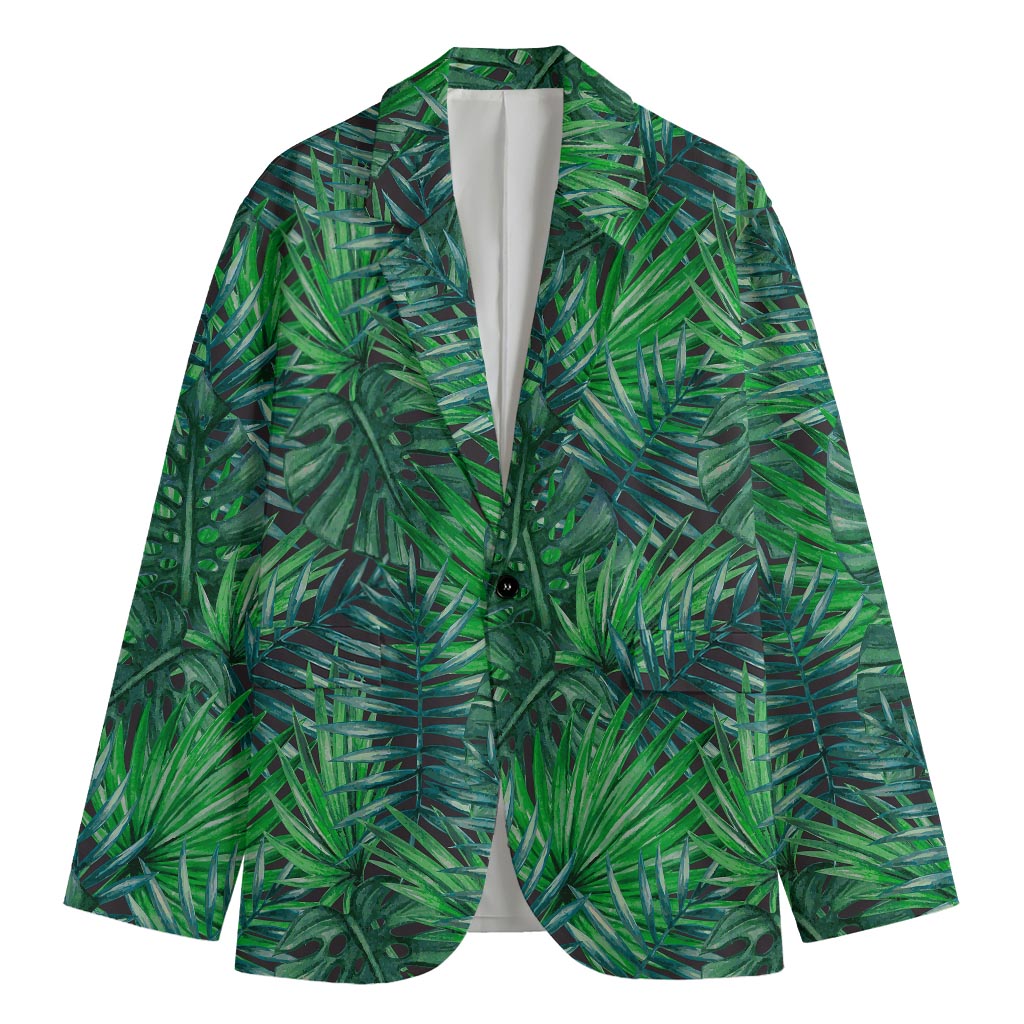 Watercolor Tropical Leaves Pattern Print Men's Blazer