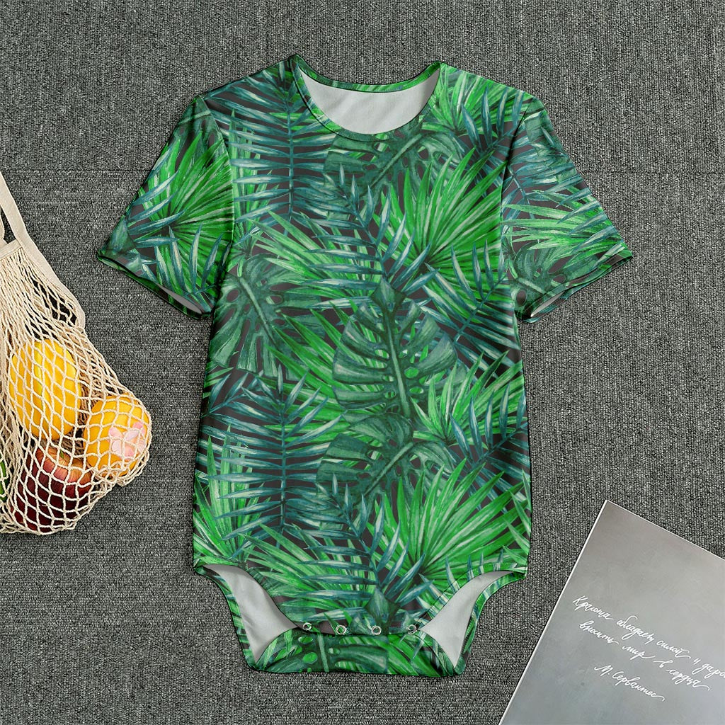 Watercolor Tropical Leaves Pattern Print Men's Bodysuit