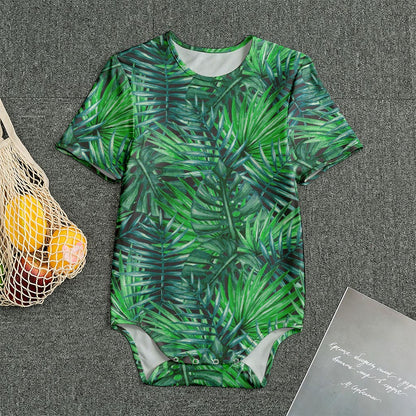 Watercolor Tropical Leaves Pattern Print Men's Bodysuit