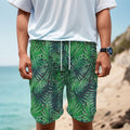 Watercolor Tropical Leaves Pattern Print Men's Cargo Shorts