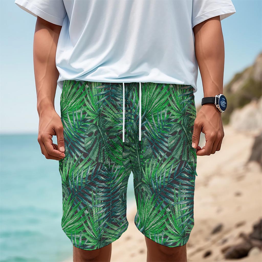 Watercolor Tropical Leaves Pattern Print Men's Cargo Shorts