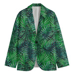 Watercolor Tropical Leaves Pattern Print Men's Cotton Blazer