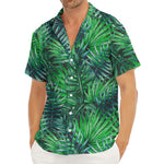 Watercolor Tropical Leaves Pattern Print Men's Deep V-Neck Shirt