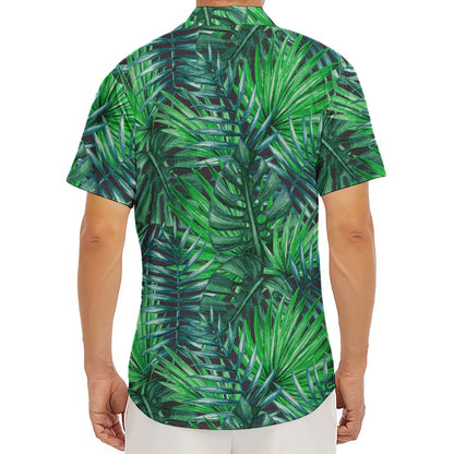 Watercolor Tropical Leaves Pattern Print Men's Deep V-Neck Shirt
