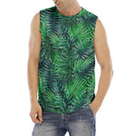 Watercolor Tropical Leaves Pattern Print Men's Fitness Tank Top