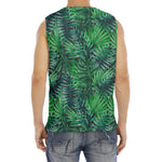 Watercolor Tropical Leaves Pattern Print Men's Fitness Tank Top