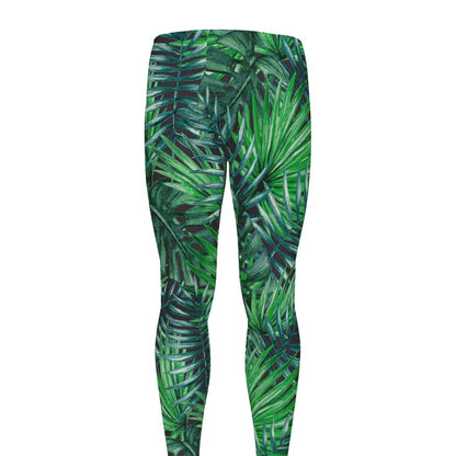 Watercolor Tropical Leaves Pattern Print Men's leggings