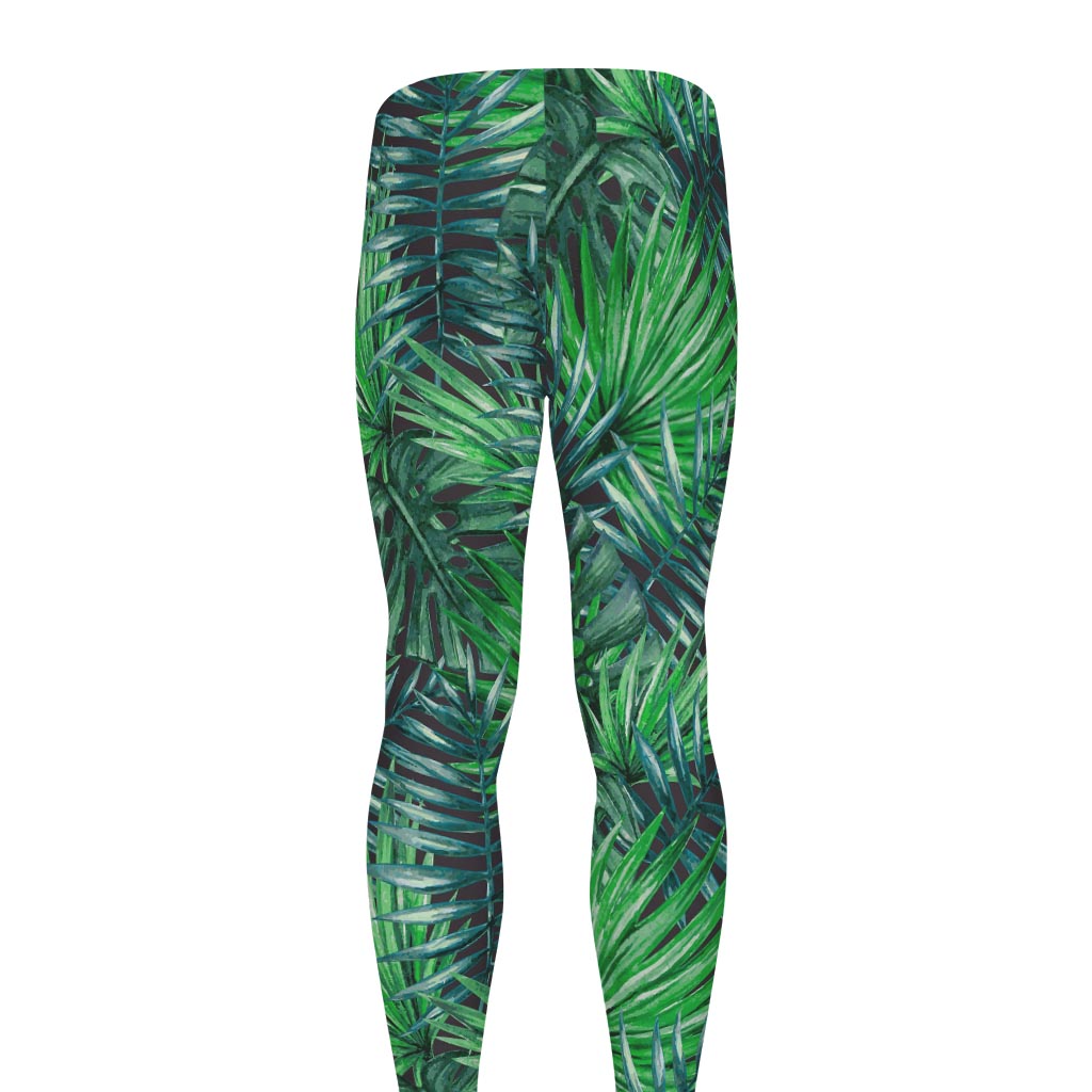 Watercolor Tropical Leaves Pattern Print Men's leggings