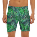 Watercolor Tropical Leaves Pattern Print Men's Long Boxer Briefs