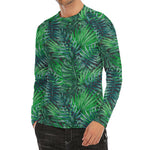 Watercolor Tropical Leaves Pattern Print Men's Long Sleeve Rash Guard